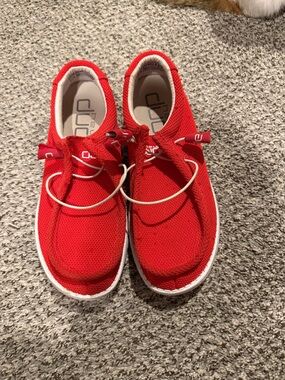 Hey Dude Bright Red Slip-On Sneakers
